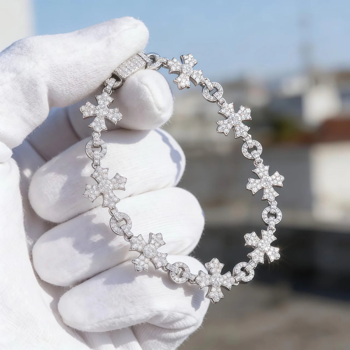 Cross Style Moissanite Bracelet